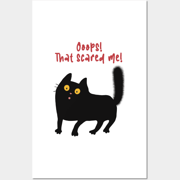 Ooops! That scared me! Scared black cat. Wall Art by marina63